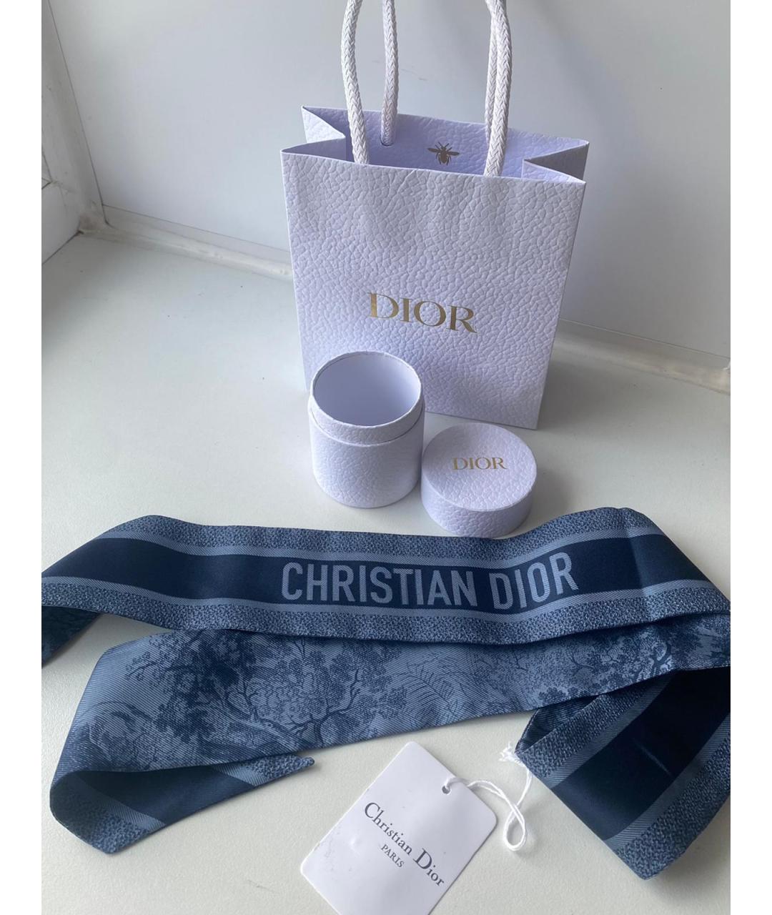 CHRISTIAN DIOR Синий шелковый платок, фото 2