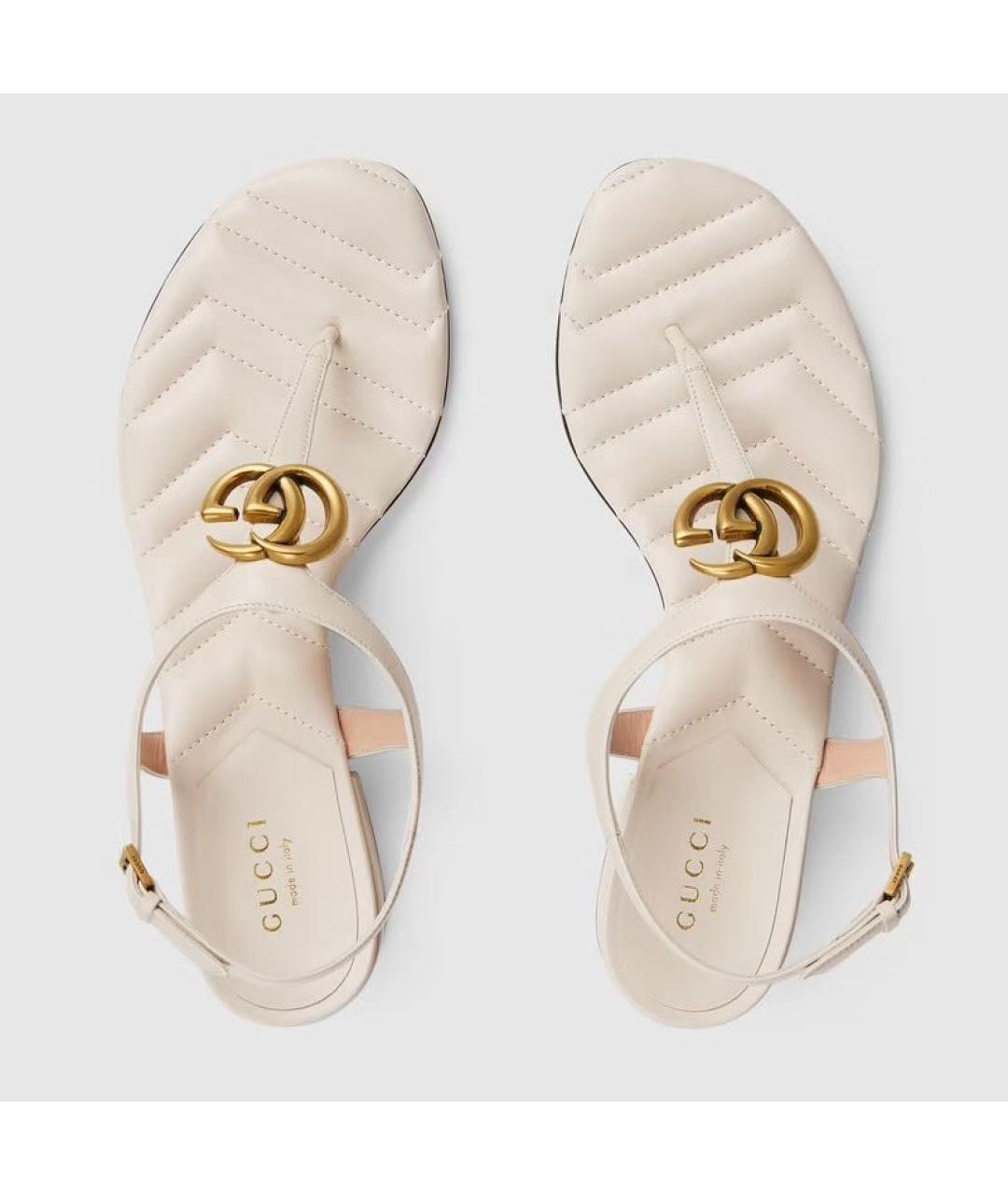 GUCCI Белые кожаные сандалии, фото 3
