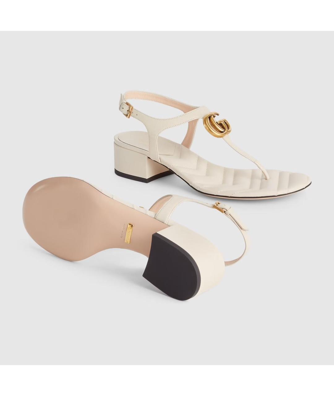 GUCCI Белые кожаные сандалии, фото 2