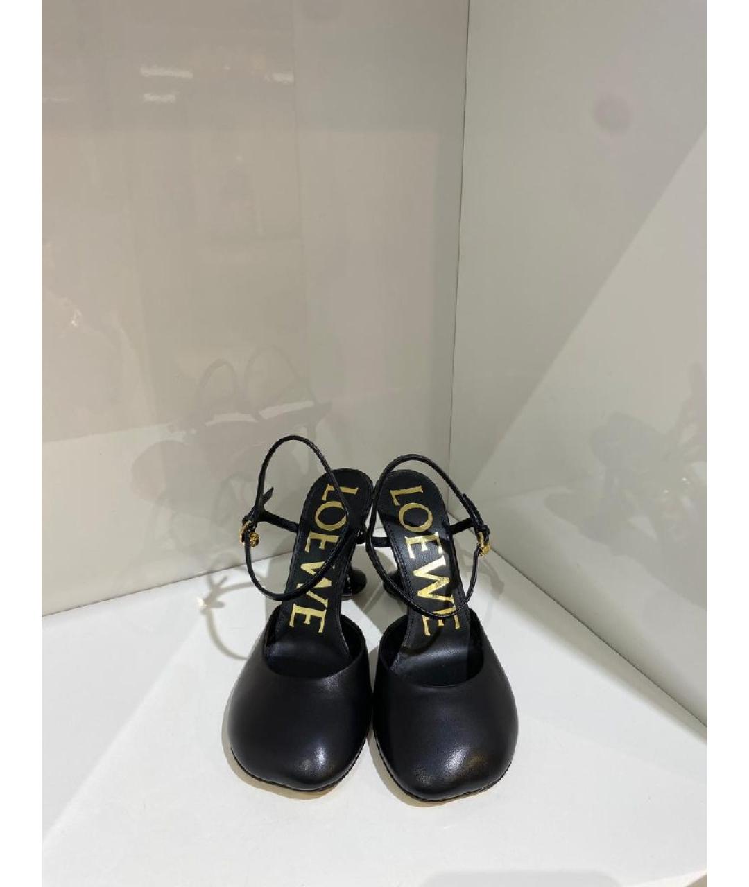 LOEWE Черные кожаные босоножки, фото 2