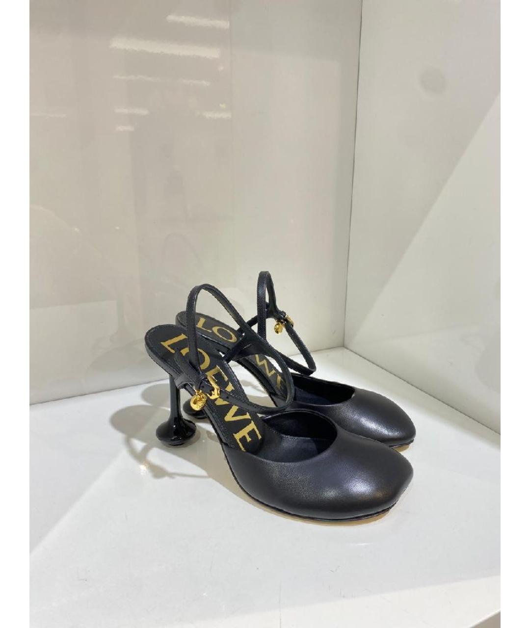 LOEWE Черные кожаные босоножки, фото 3