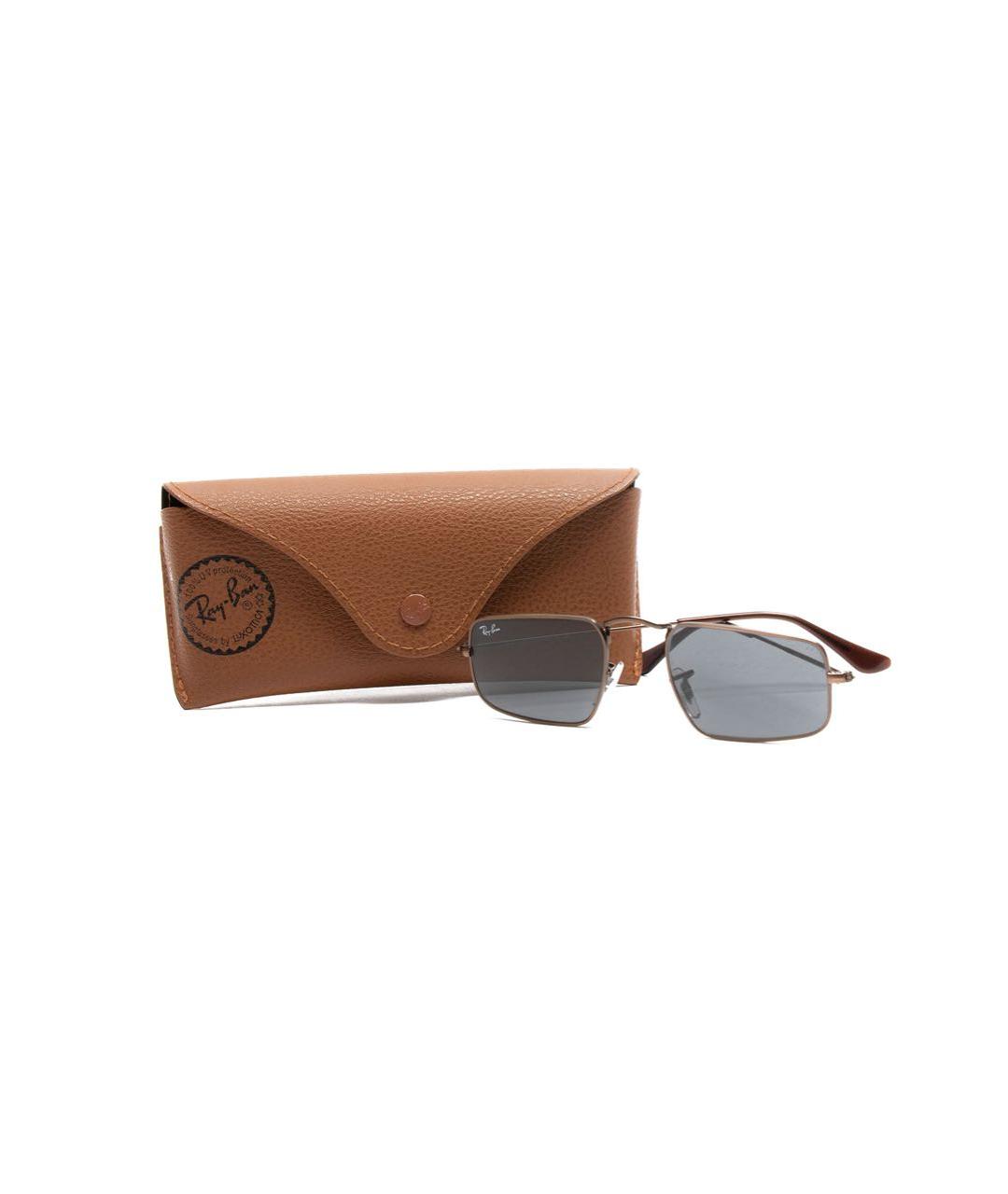 RAY BAN Коричневые металлические солнцезащитные очки, фото 4