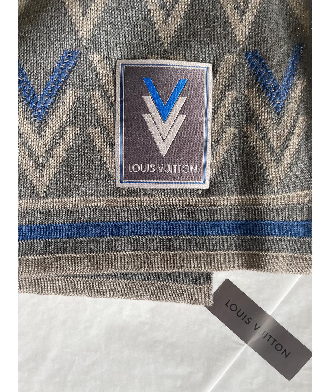 LOUIS VUITTON Серый хлопковый шарф, фото 3