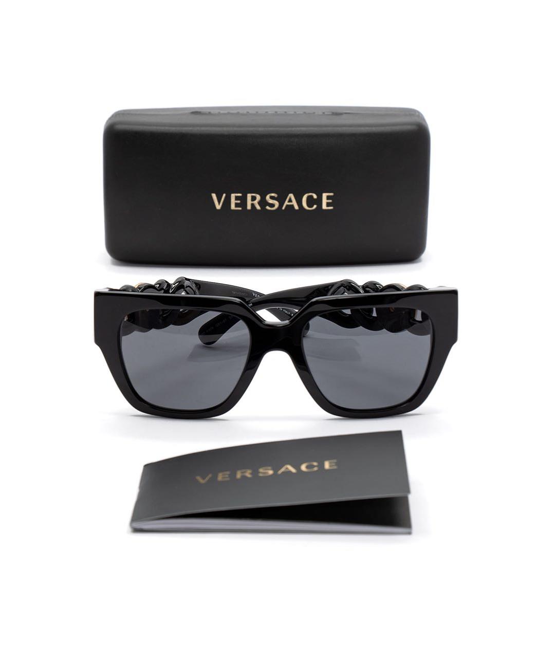 VERSACE Черные пластиковые солнцезащитные очки, фото 4