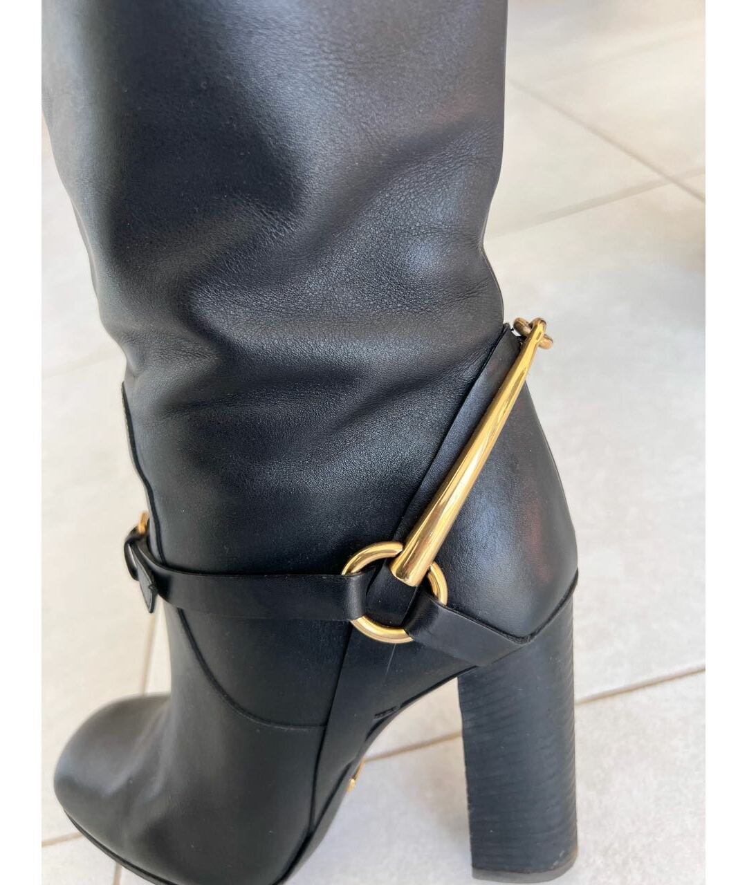 GUCCI Черные кожаные сапоги, фото 5