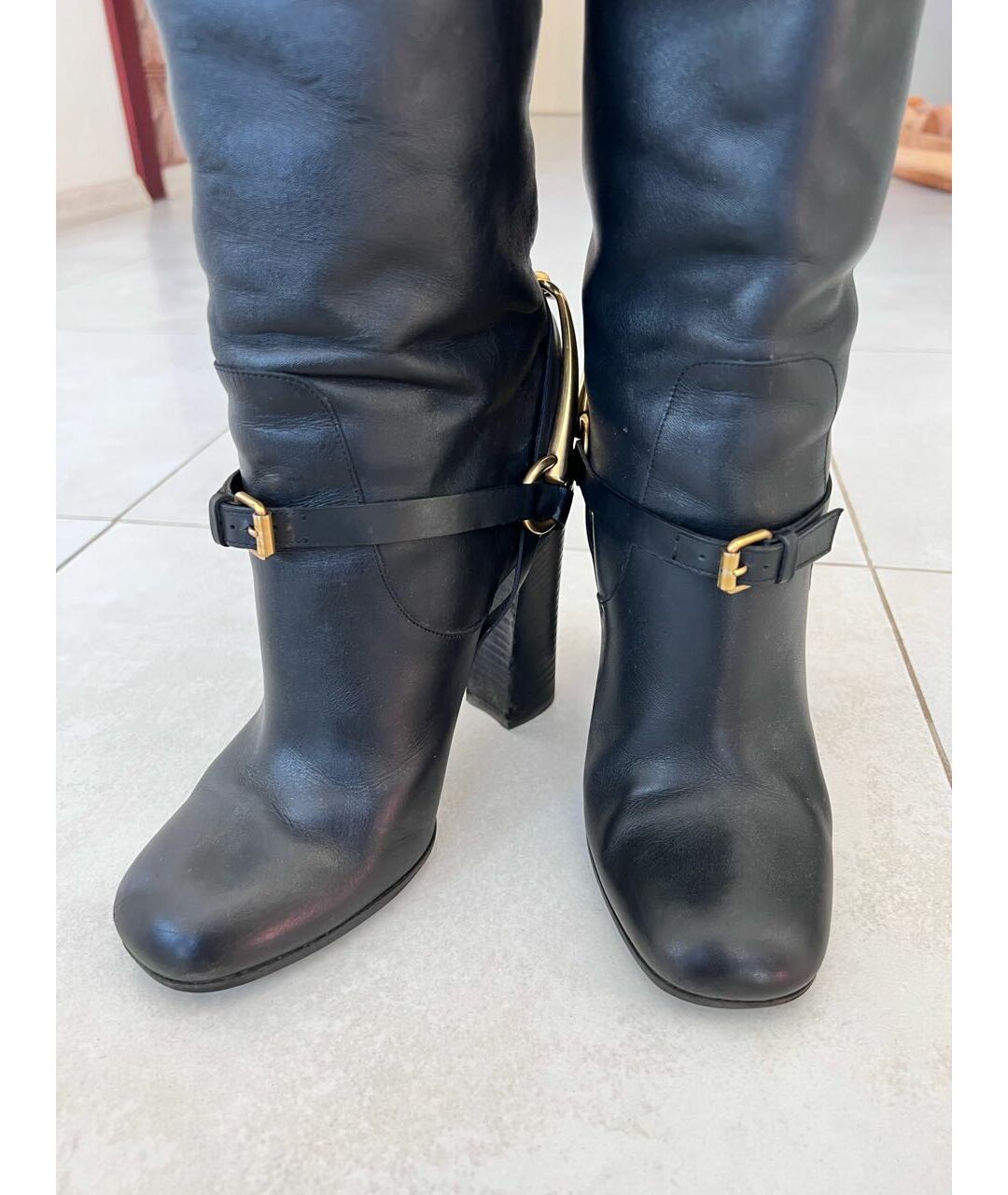 GUCCI Черные кожаные сапоги, фото 2