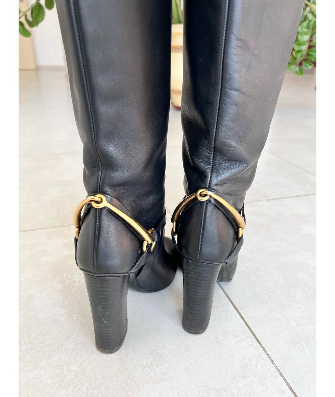 GUCCI Черные кожаные сапоги, фото 4
