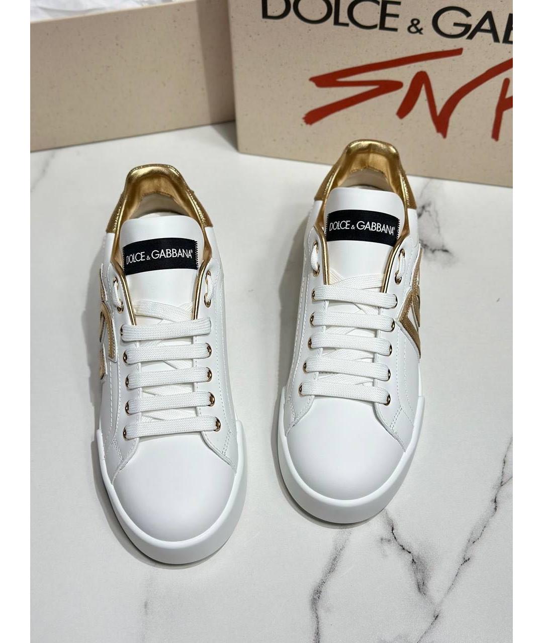 DOLCE&GABBANA Белые кожаные кеды, фото 3