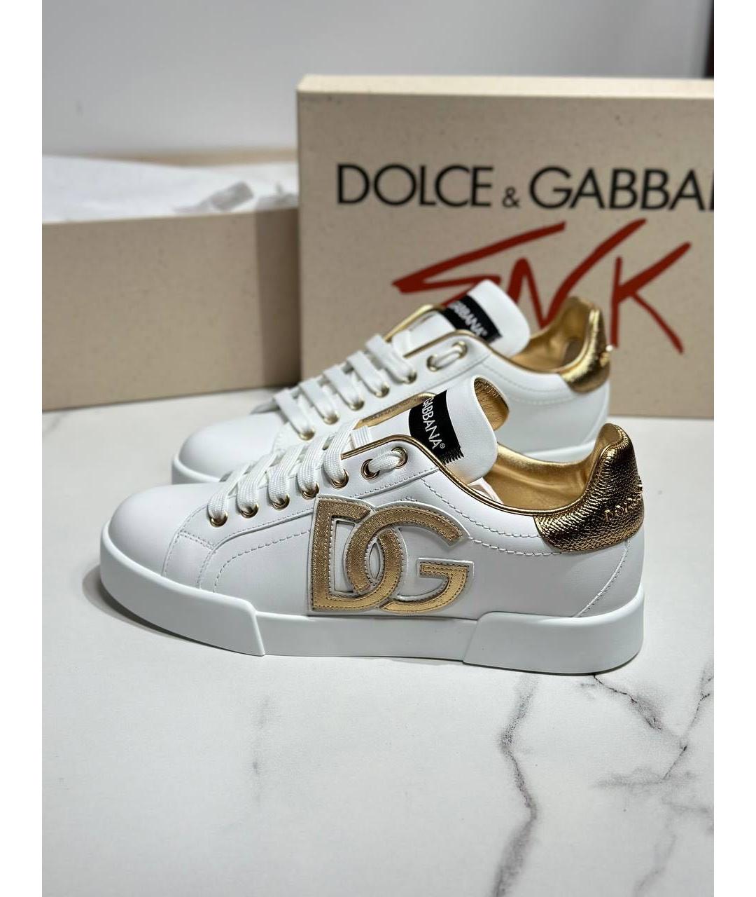 DOLCE&GABBANA Белые кожаные кеды, фото 5