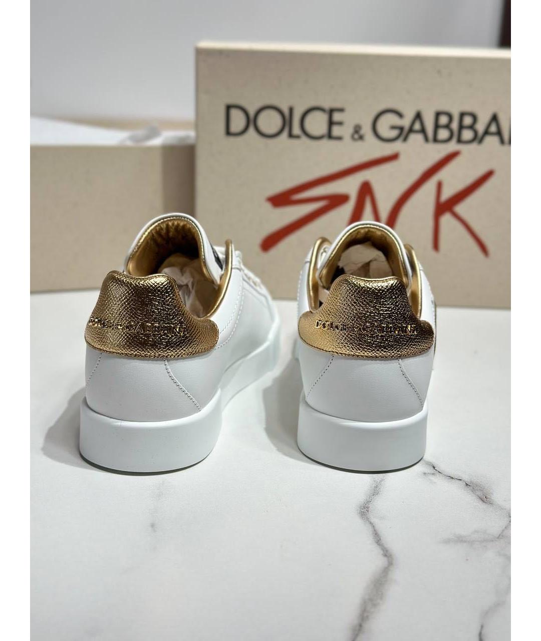 DOLCE&GABBANA Белые кожаные кеды, фото 4