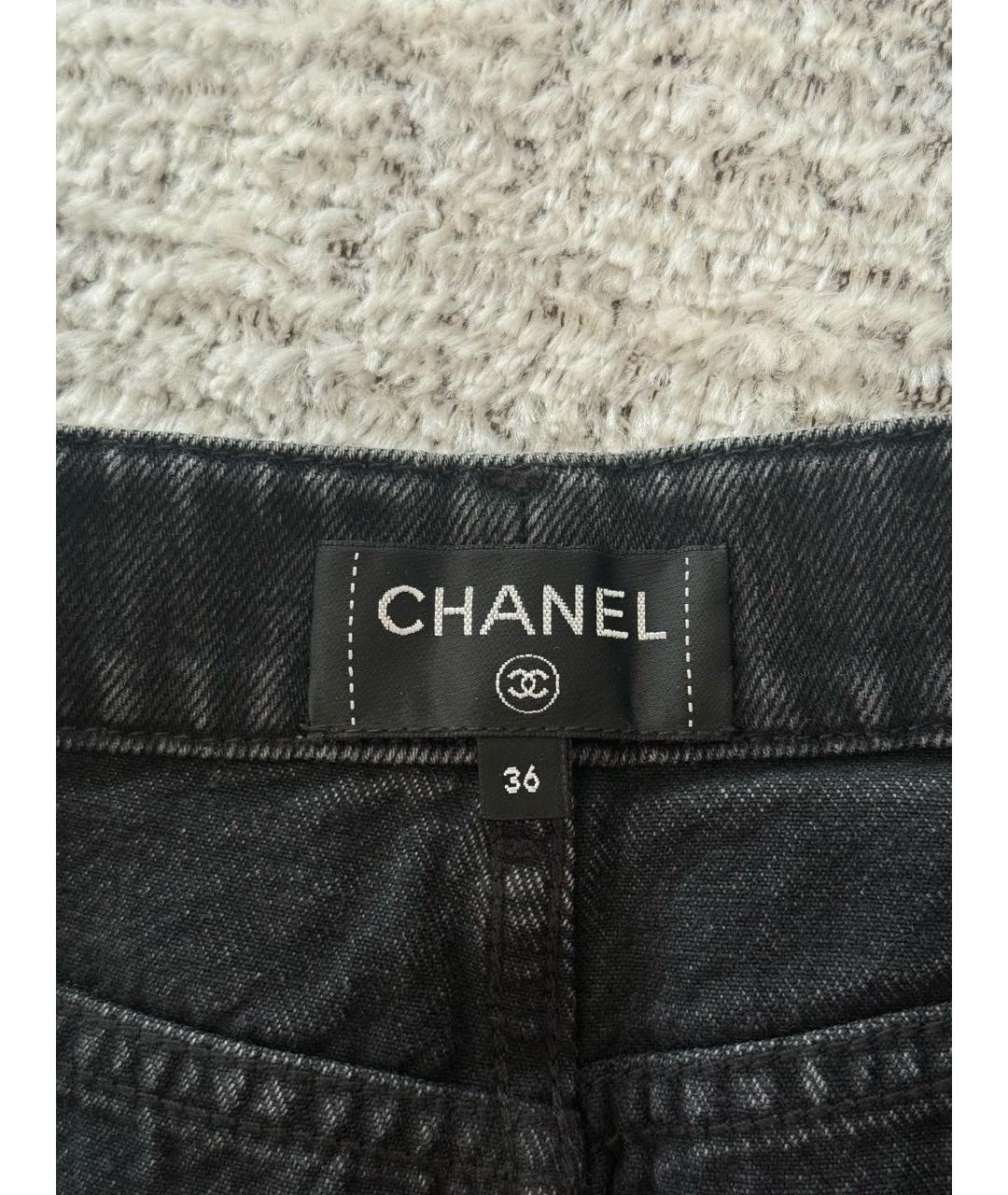 CHANEL Антрацитовые хлопко-эластановые прямые джинсы, фото 4