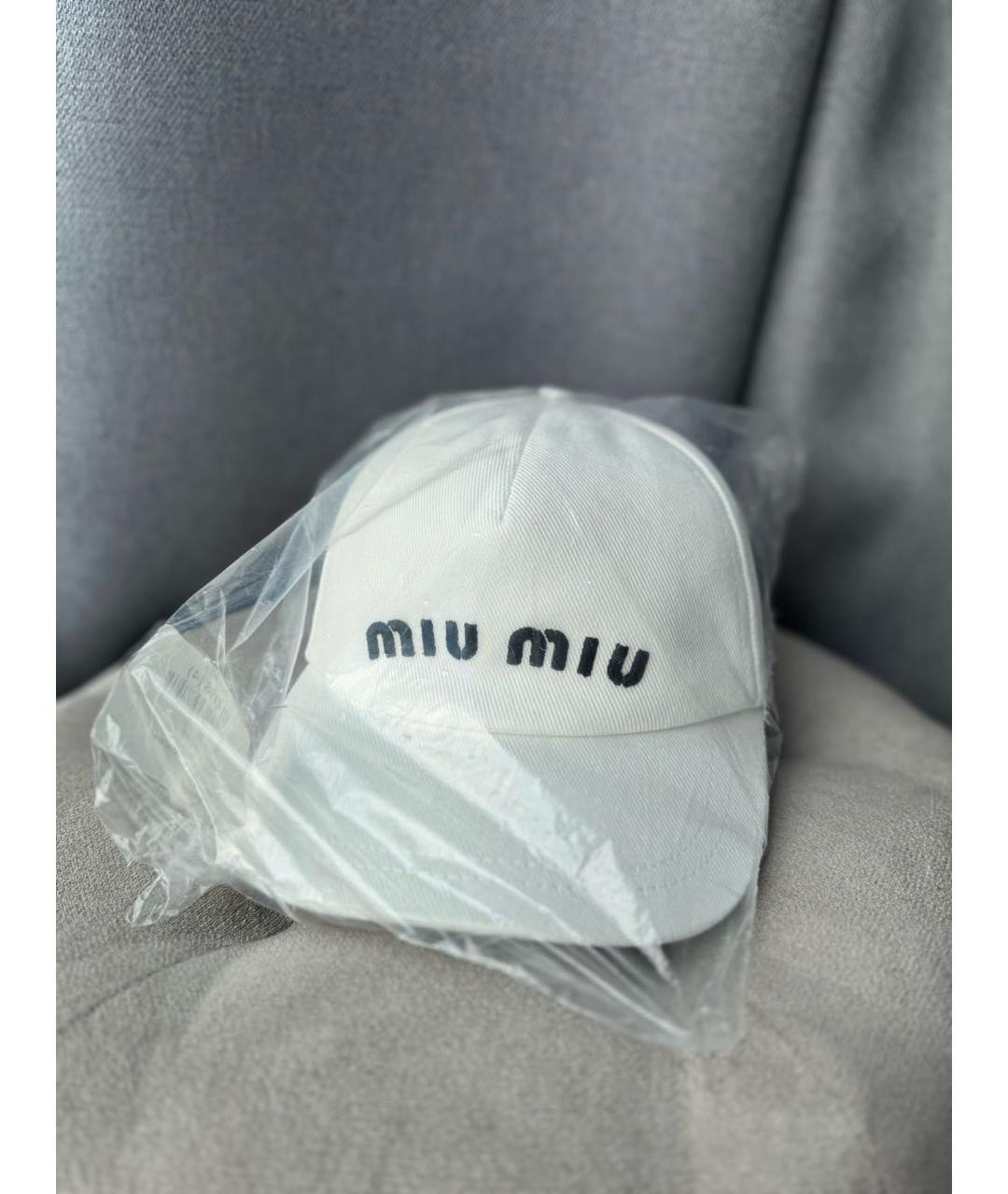 MIU MIU Белая хлопковая кепка, фото 2