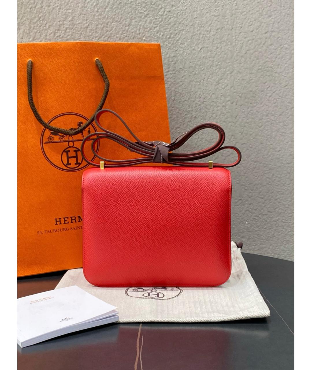 HERMES Оранжевая кожаная сумка через плечо, фото 3