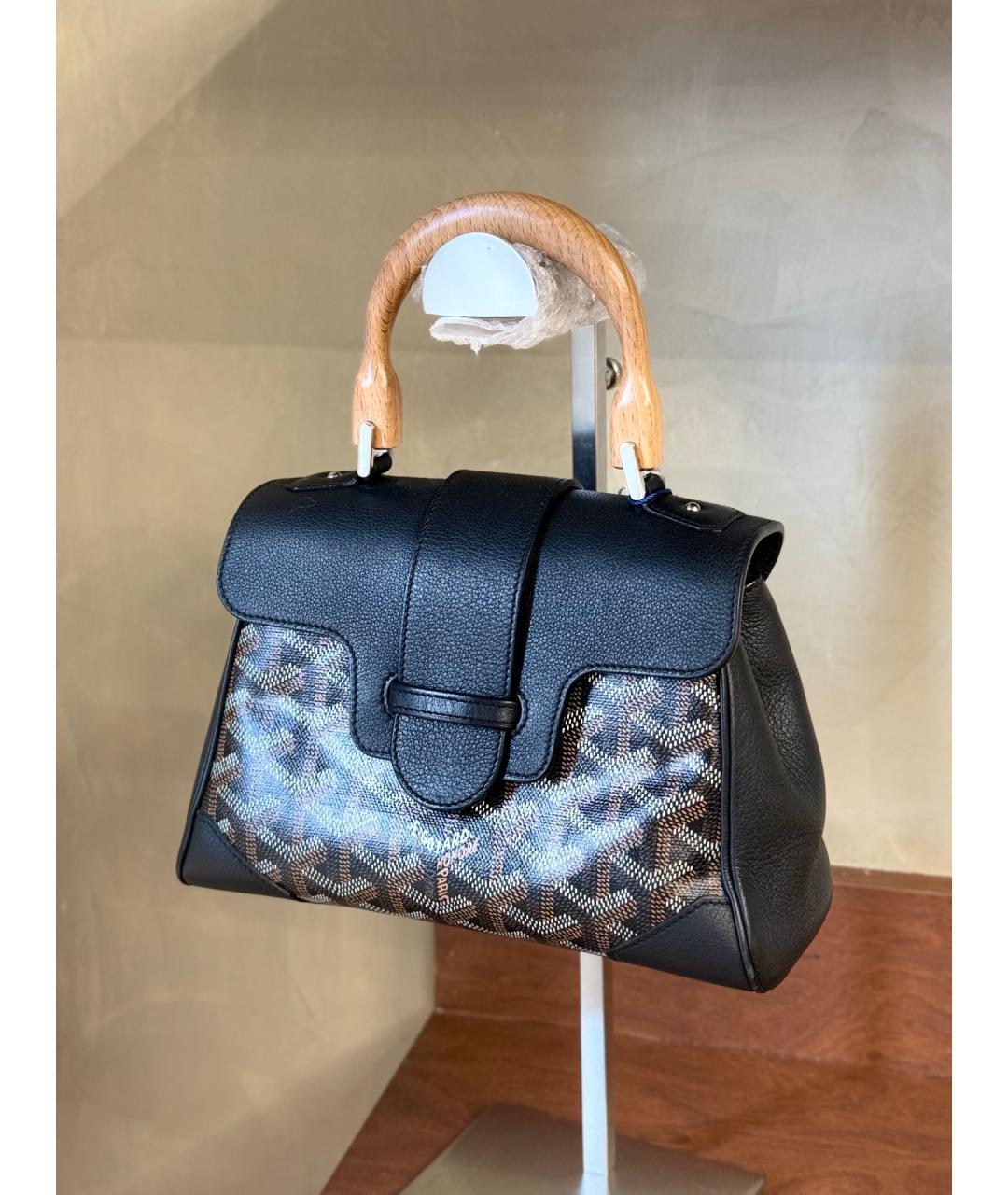 GOYARD Черная сумка с короткими ручками из искусственной кожи, фото 3