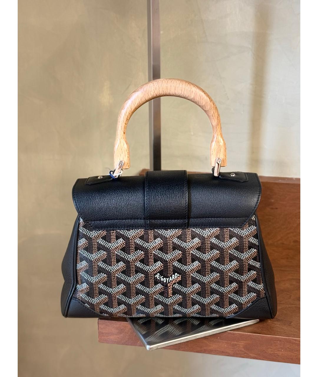 GOYARD Черная сумка с короткими ручками из искусственной кожи, фото 5