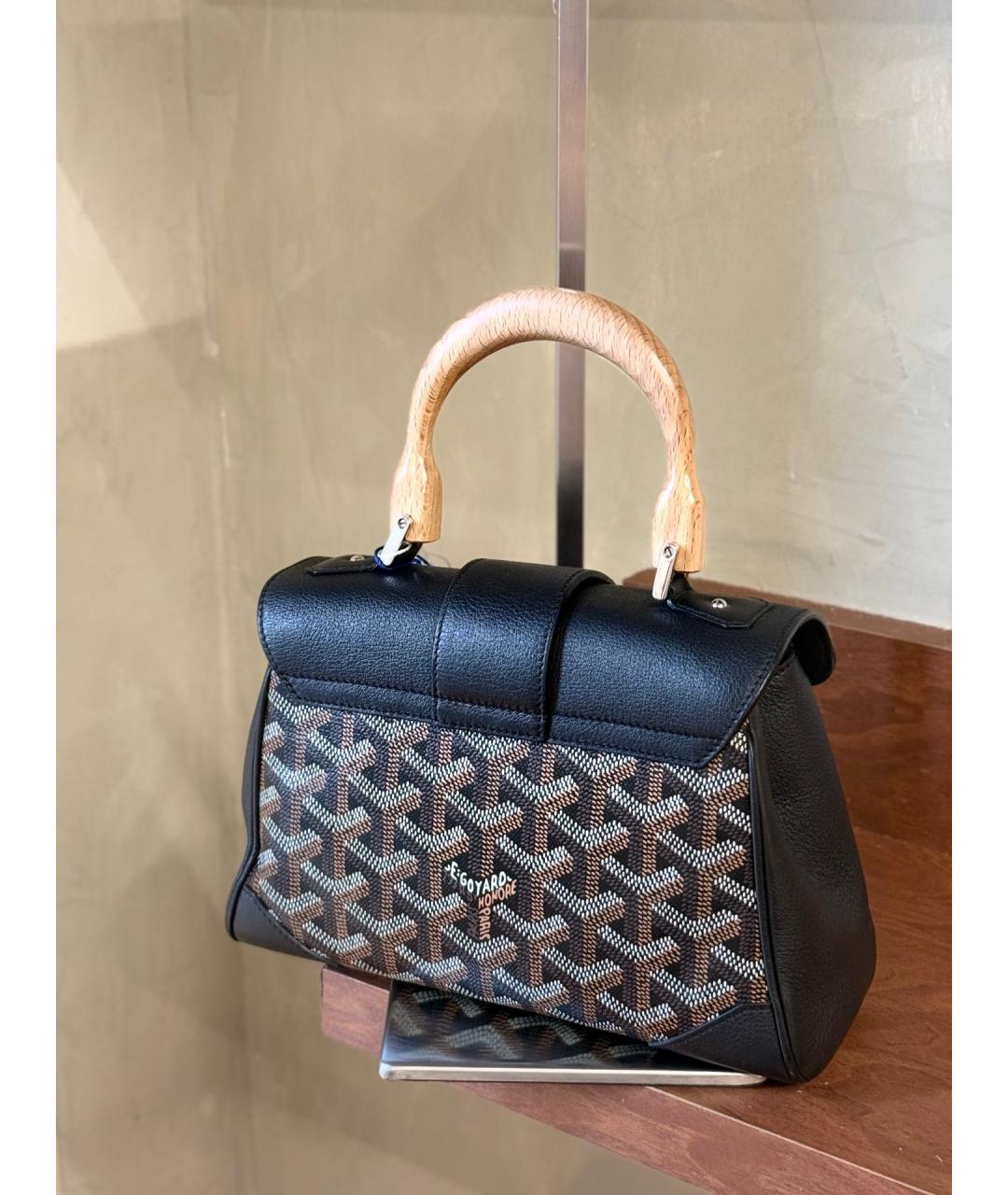 GOYARD Черная сумка с короткими ручками из искусственной кожи, фото 6
