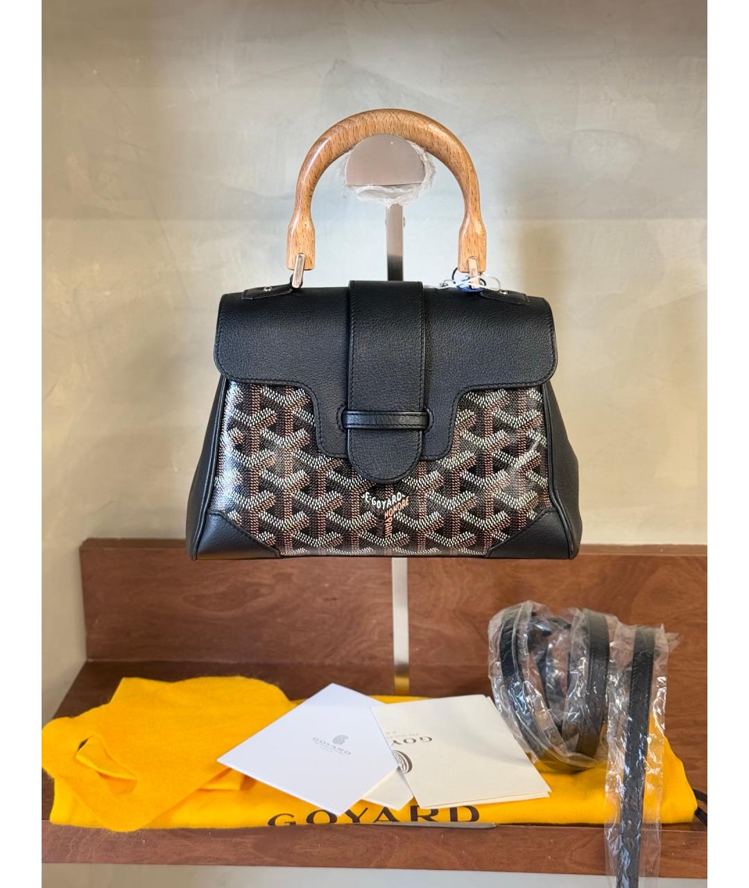GOYARD Черная сумка с короткими ручками из искусственной кожи, фото 8