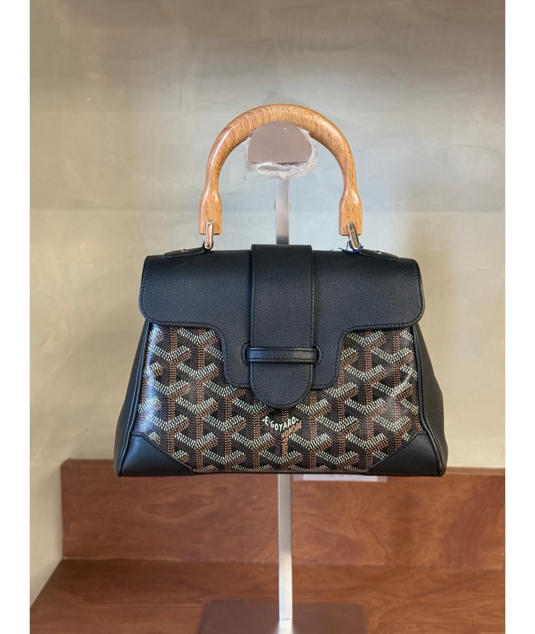 GOYARD Черная сумка с короткими ручками из искусственной кожи, фото 2