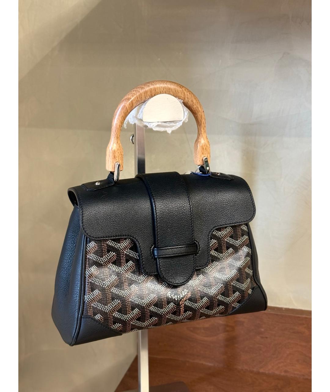 GOYARD Черная сумка с короткими ручками из искусственной кожи, фото 4