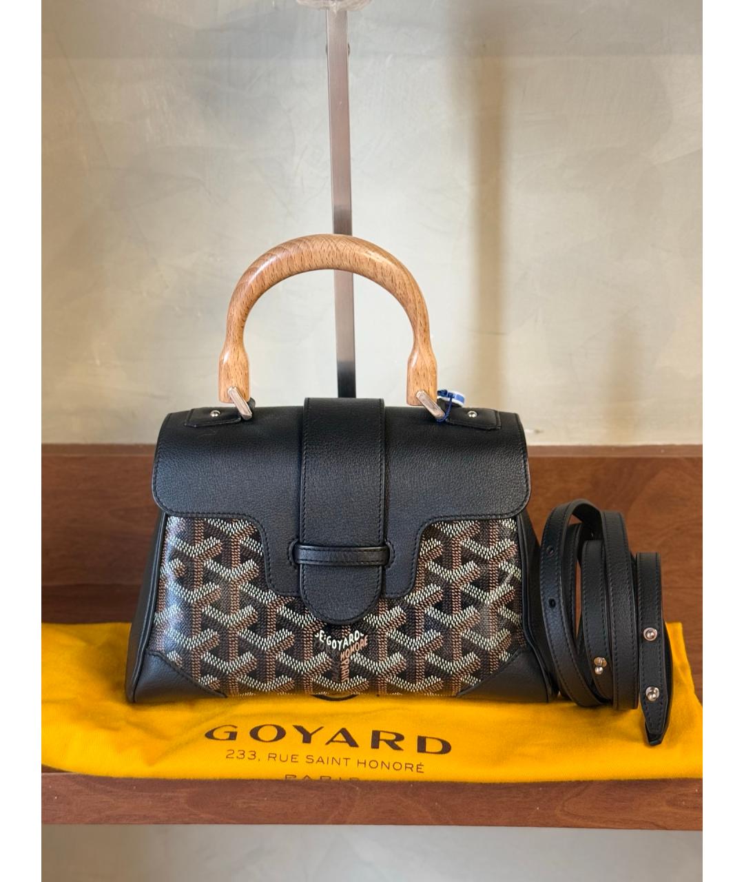 GOYARD Черная сумка с короткими ручками из искусственной кожи, фото 9