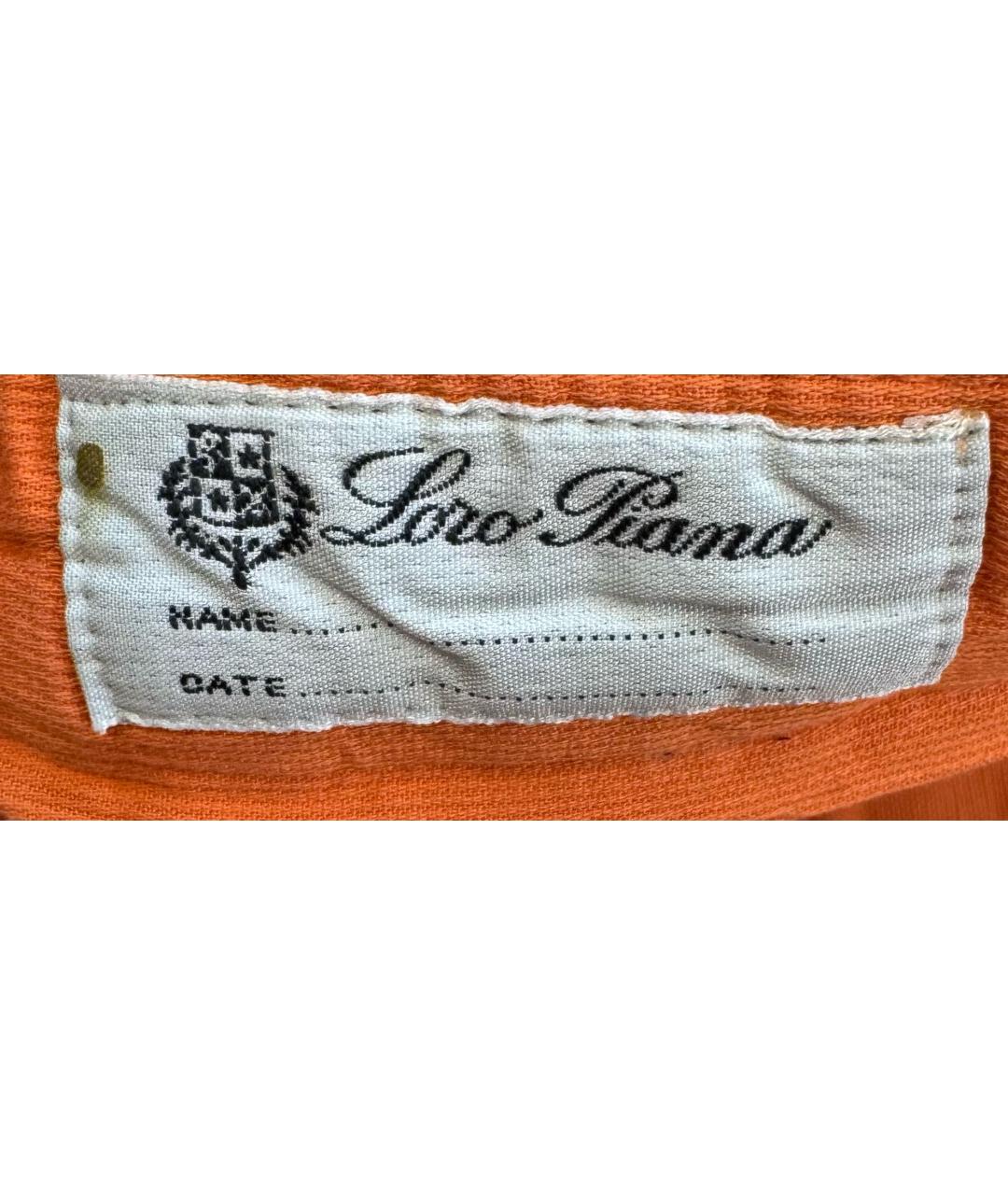 LORO PIANA Оранжевое льняные брюки чинос, фото 7