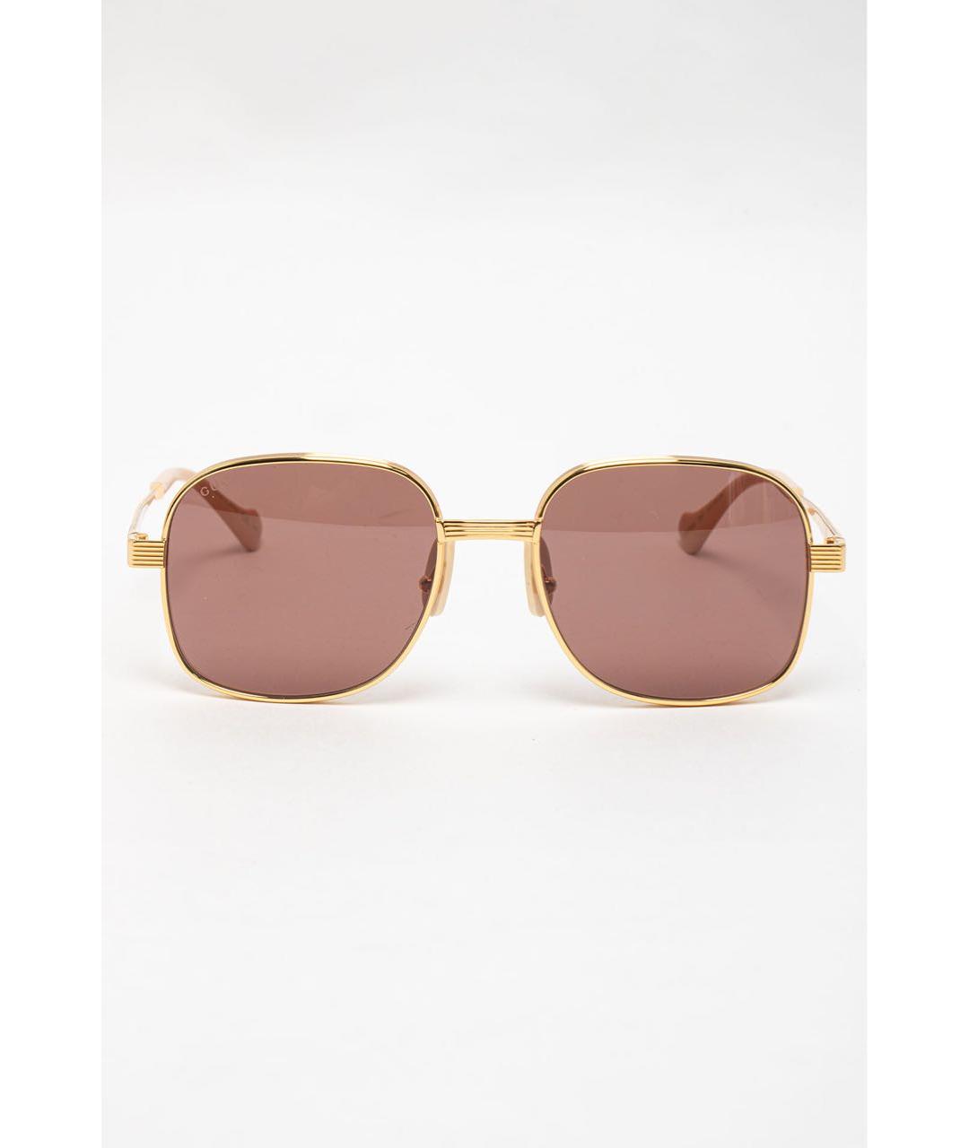 GUCCI Золотые металлические солнцезащитные очки, фото 5