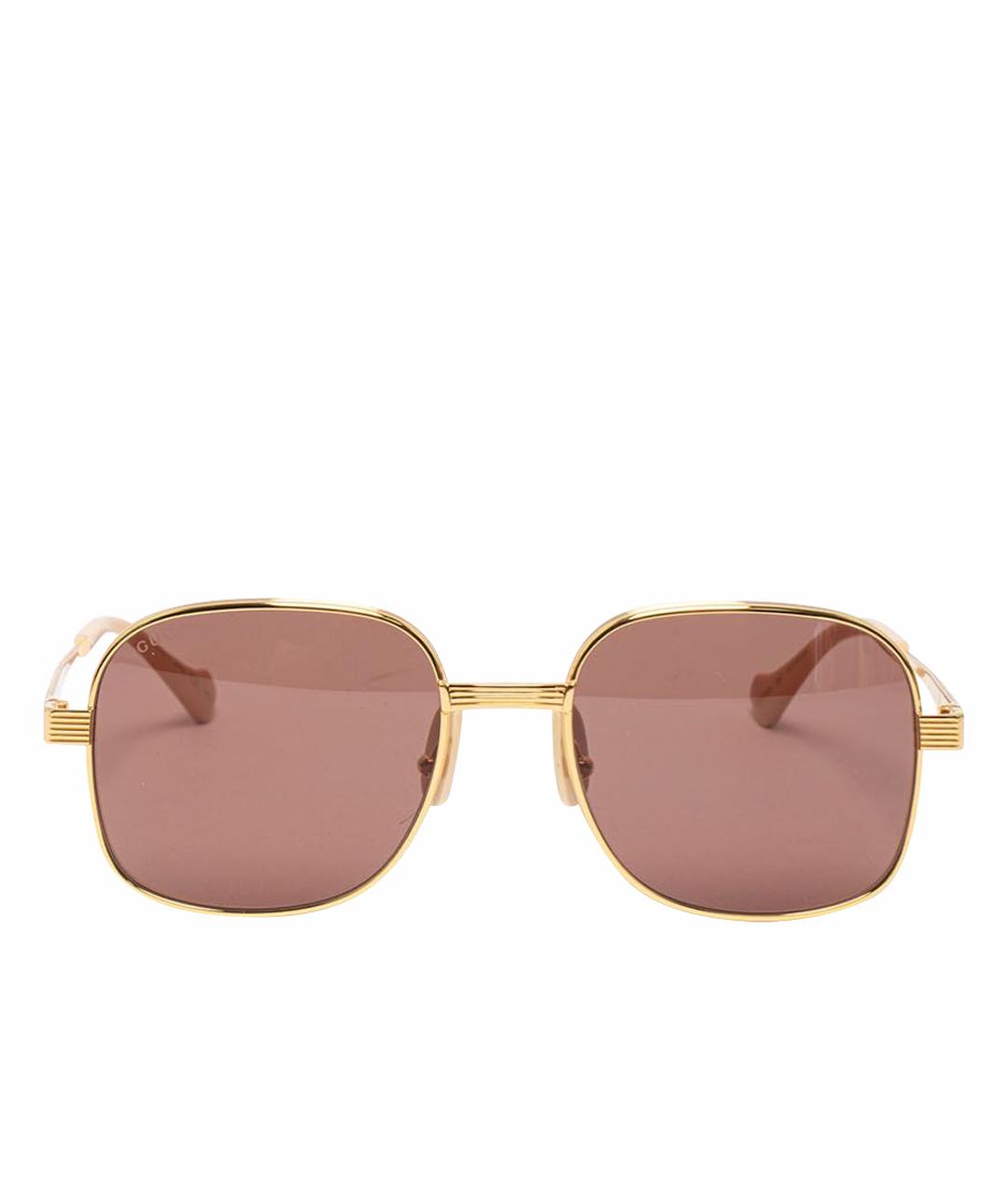 GUCCI Золотые металлические солнцезащитные очки, фото 1