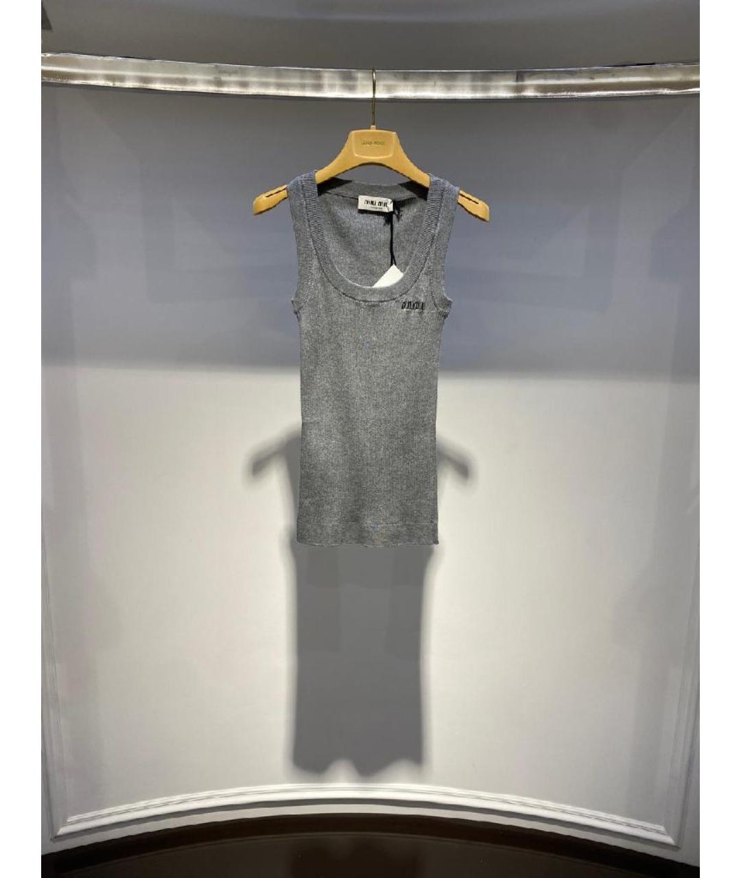 MIU MIU Серая майка, фото 3