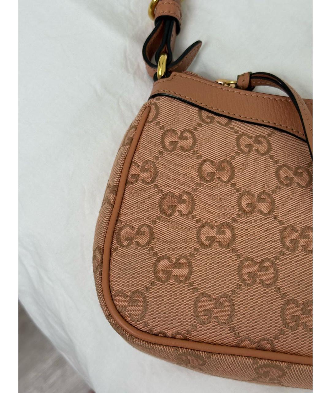 GUCCI Коралловая тканевая сумка с короткими ручками, фото 2