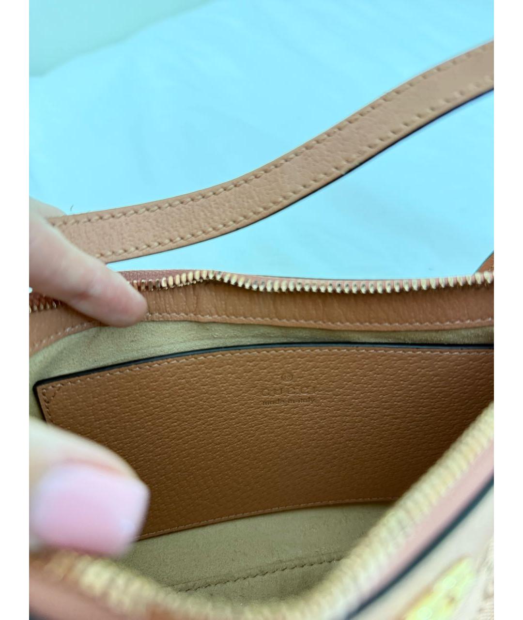 GUCCI Коралловая тканевая сумка с короткими ручками, фото 4