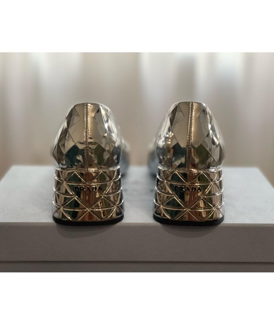 PRADA Серебряные кожаные туфли, фото 4