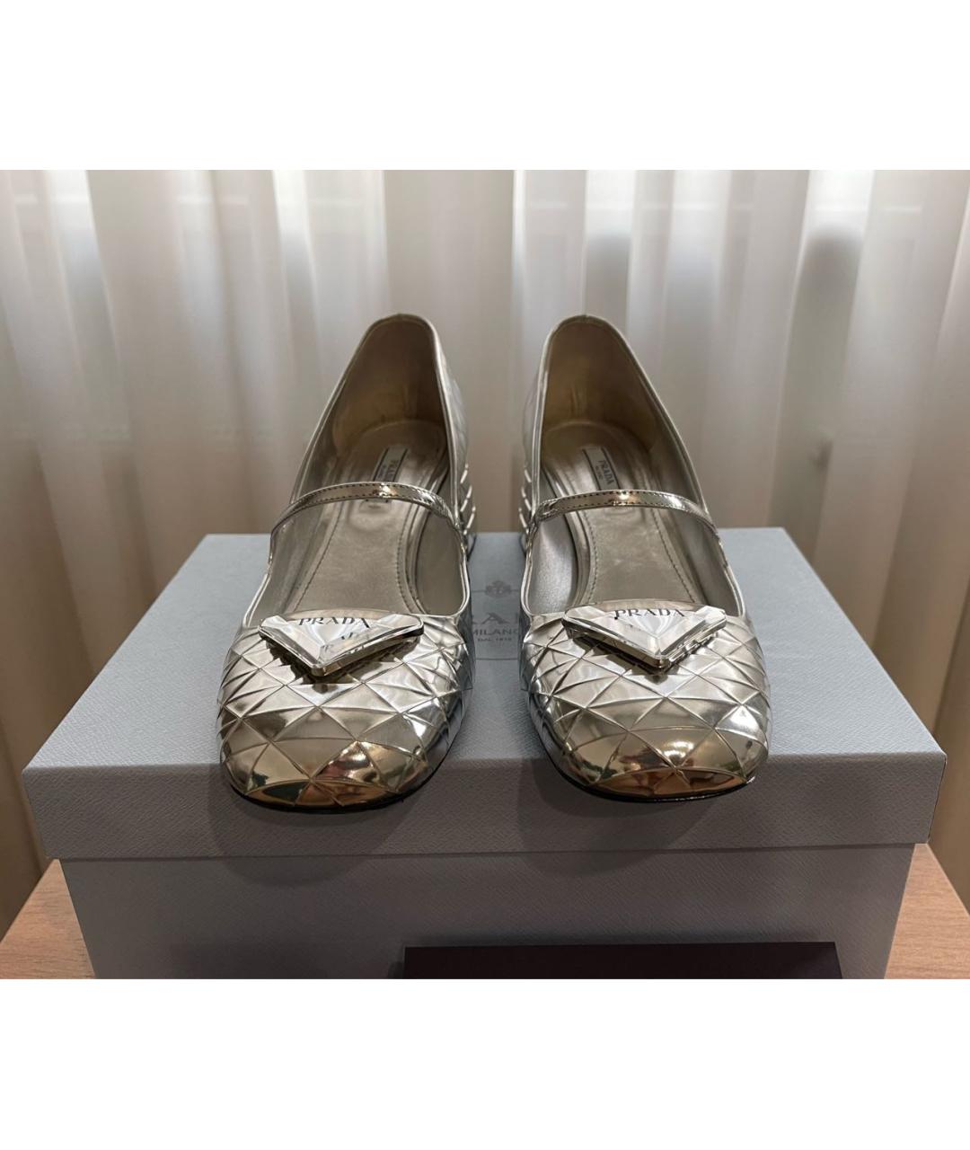 PRADA Серебряные кожаные туфли, фото 2