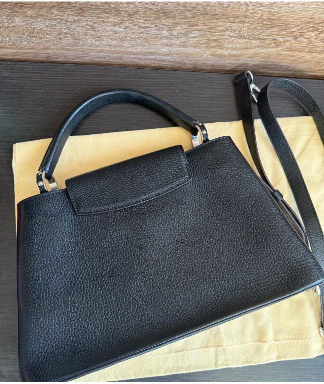 LOUIS VUITTON Черная кожаная сумка с короткими ручками, фото 2