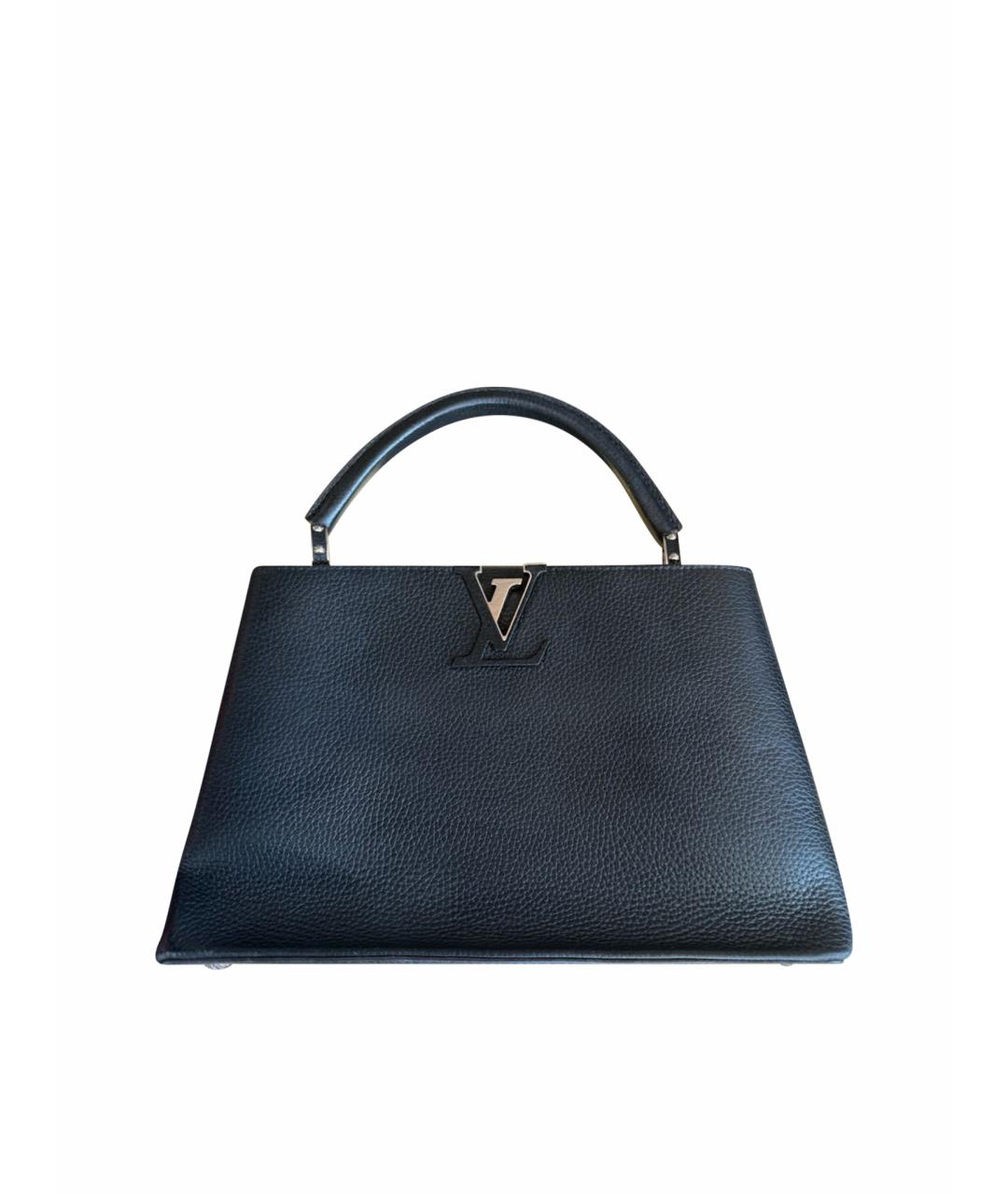 LOUIS VUITTON Черная кожаная сумка с короткими ручками, фото 1