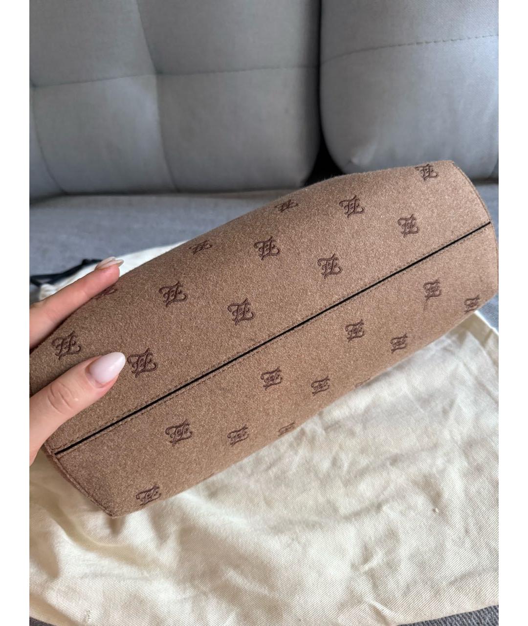 FENDI Коричневая шерстяная сумка через плечо, фото 4