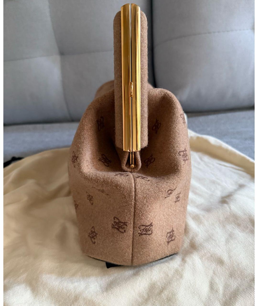 FENDI Коричневая шерстяная сумка через плечо, фото 5