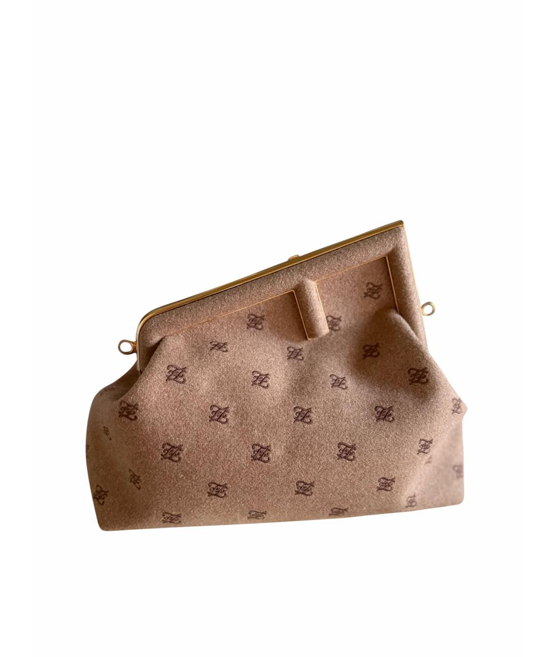 FENDI Коричневая шерстяная сумка через плечо, фото 1