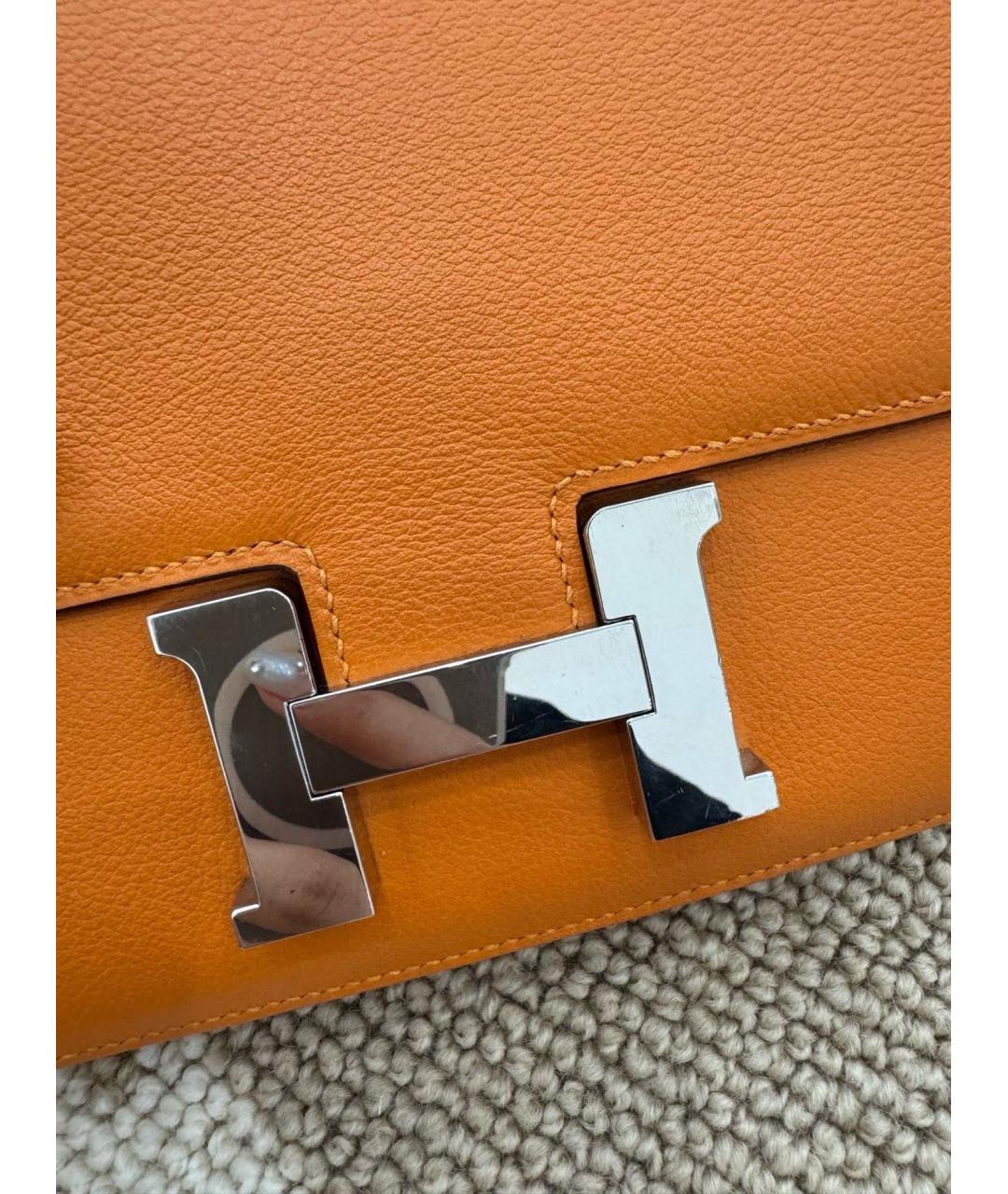 HERMES Оранжевая кожаная сумка через плечо, фото 3