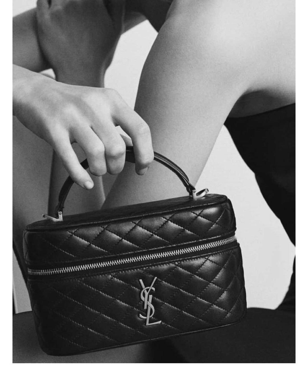 SAINT LAURENT Черная кожаная сумка через плечо, фото 7