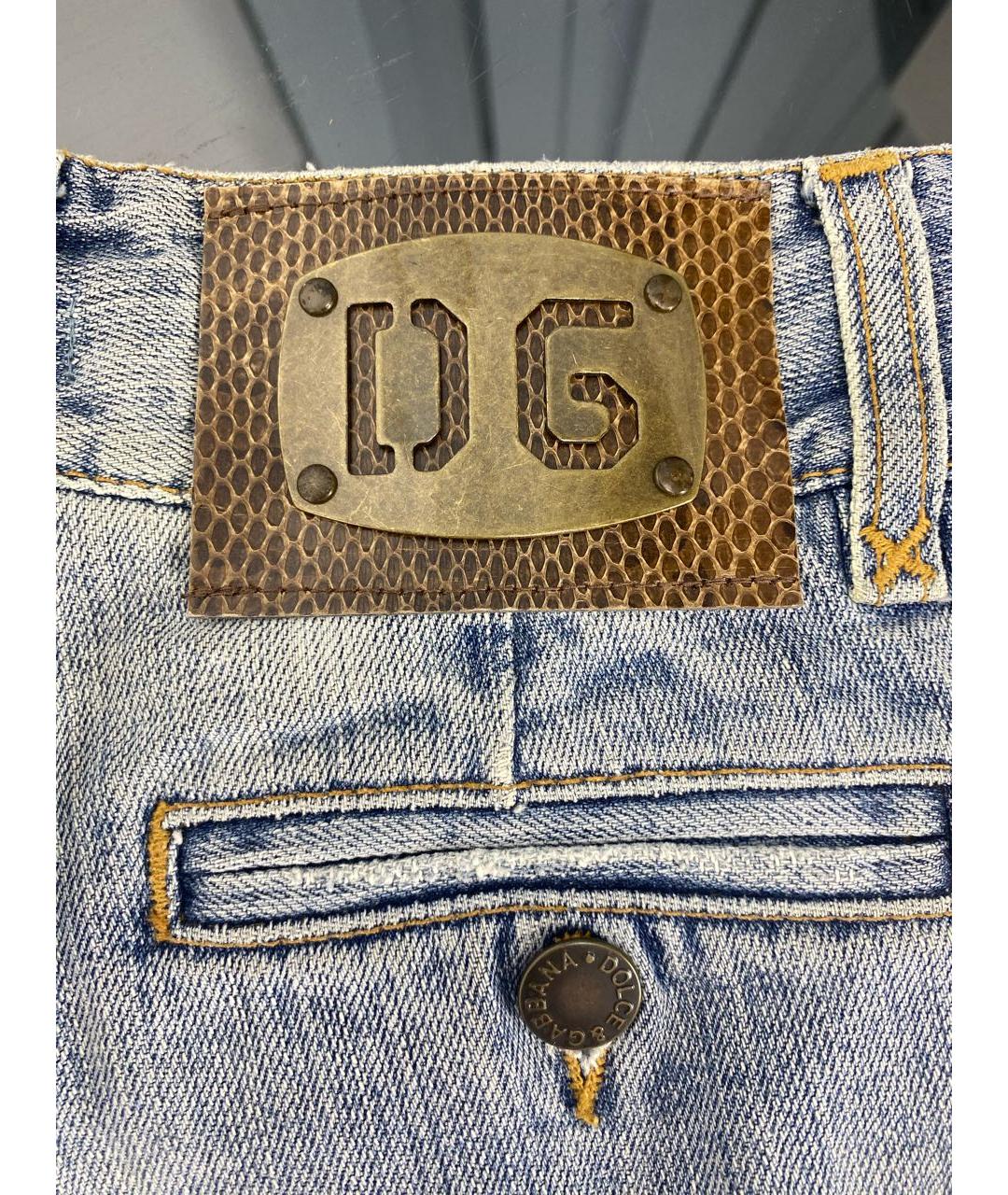 DOLCE&GABBANA Голубые хлопковые прямые джинсы, фото 4