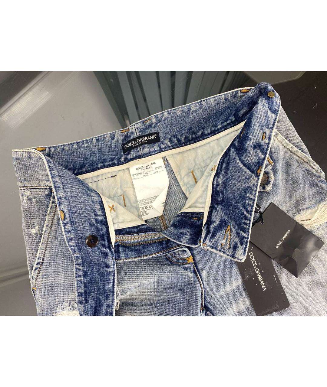 DOLCE&GABBANA Голубые хлопковые прямые джинсы, фото 3