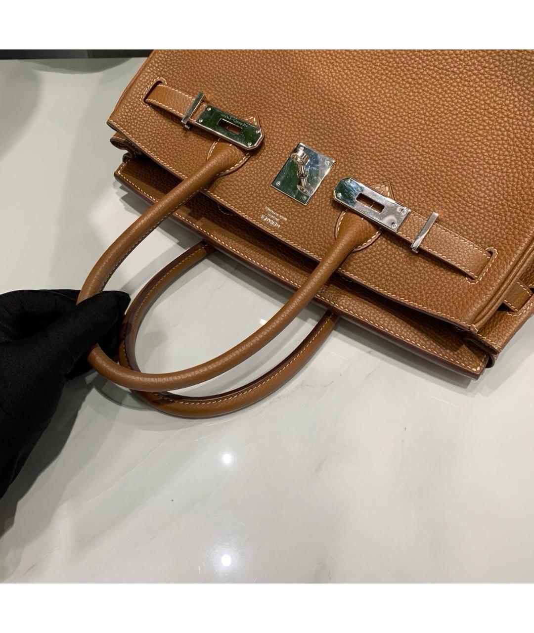 HERMES Коричневая кожаная сумка через плечо, фото 5