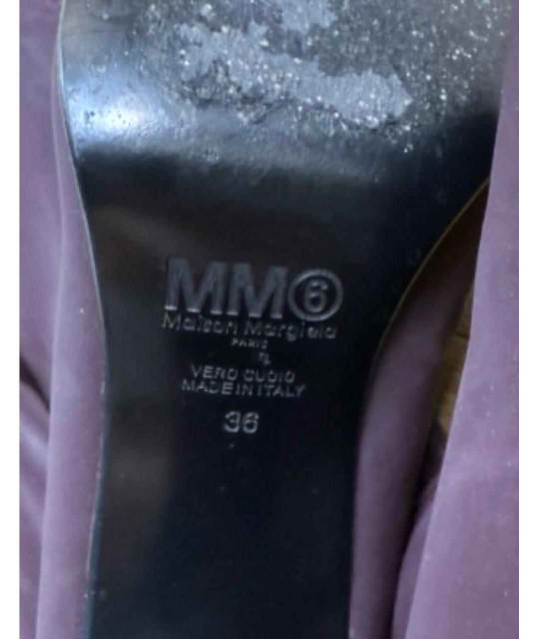 MM6 MAISON MARGIELA Фиолетовые текстильные ботфорты, фото 4