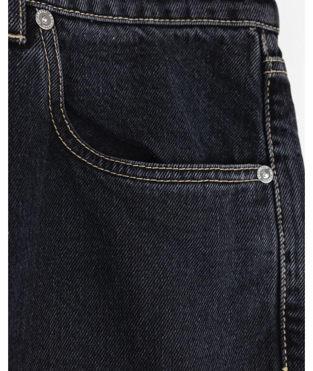 BRUNELLO CUCINELLI Антрацитовые хлопковые джинсы скинни, фото 3