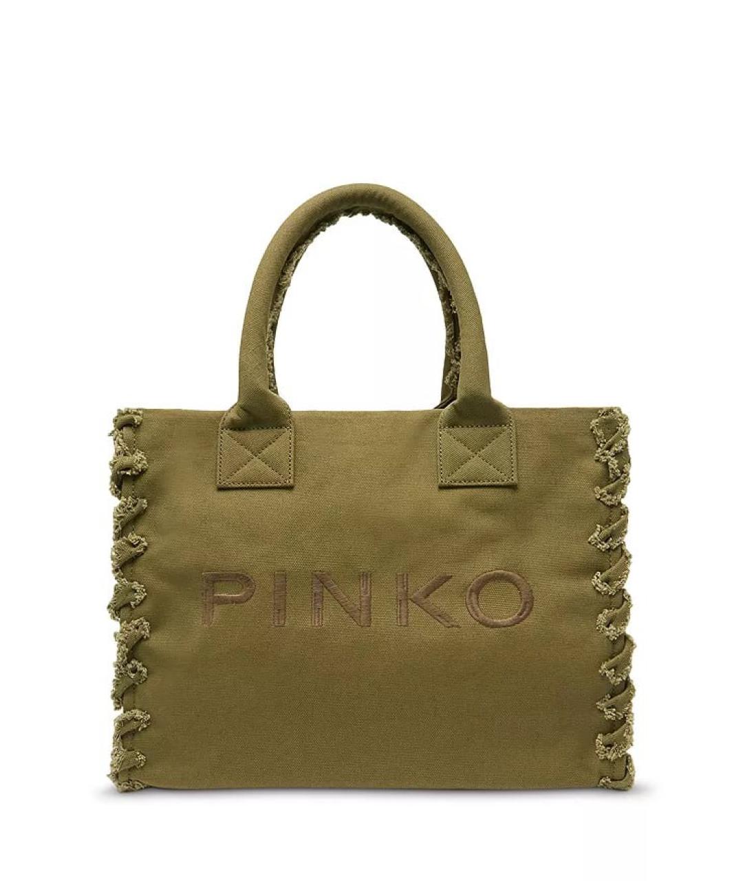 PINKO Зеленая тканевая сумка тоут, фото 1