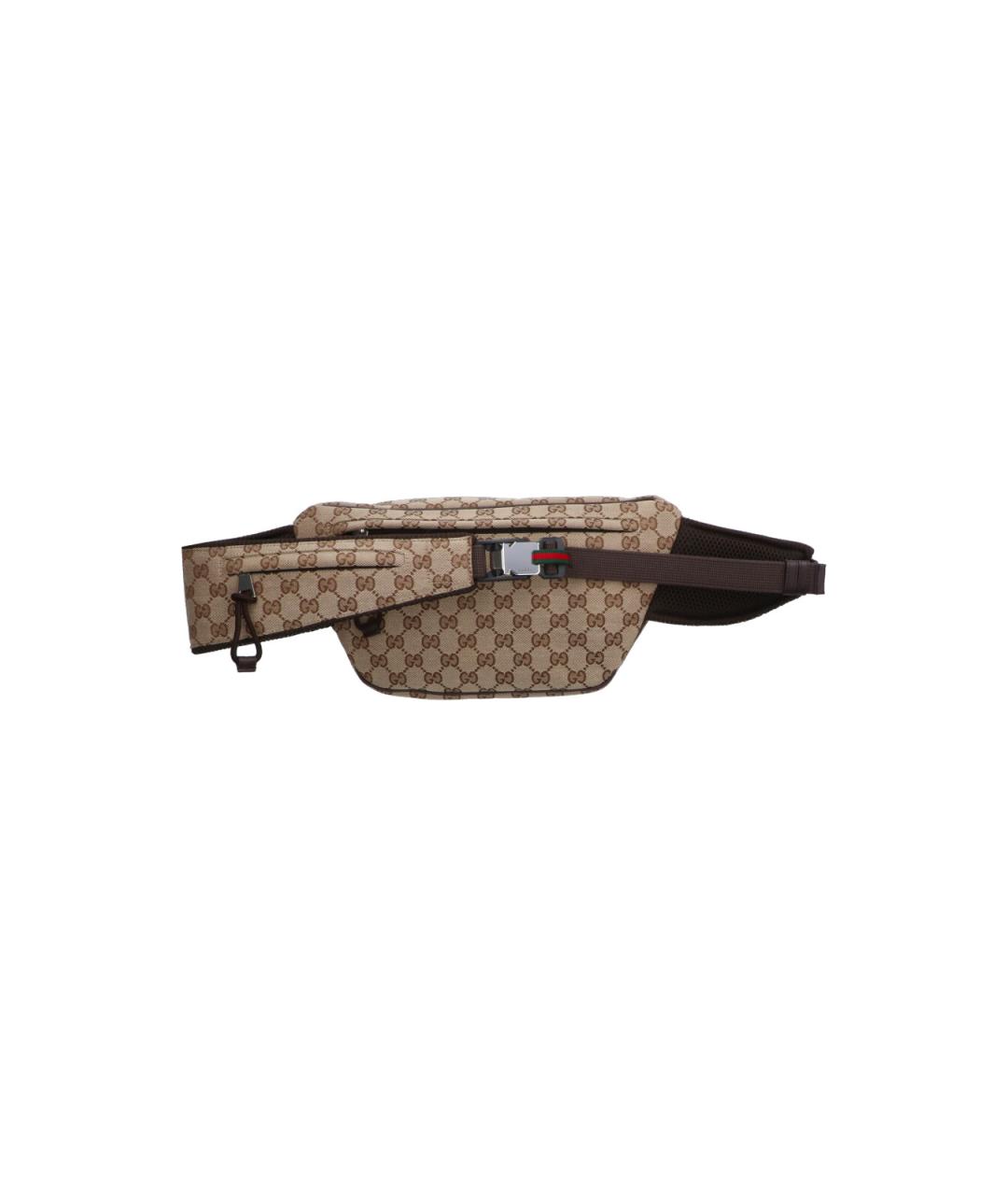 GUCCI Бежевая тканевая поясная сумка, фото 3