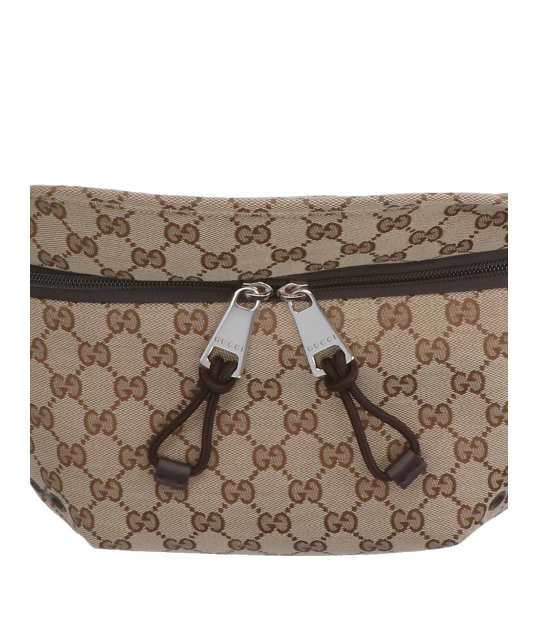 GUCCI Бежевая тканевая поясная сумка, фото 5