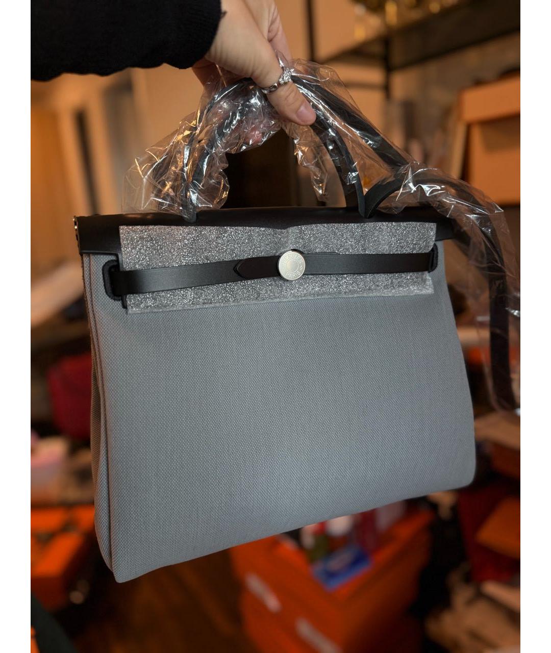 HERMES Серая сумка с короткими ручками, фото 5