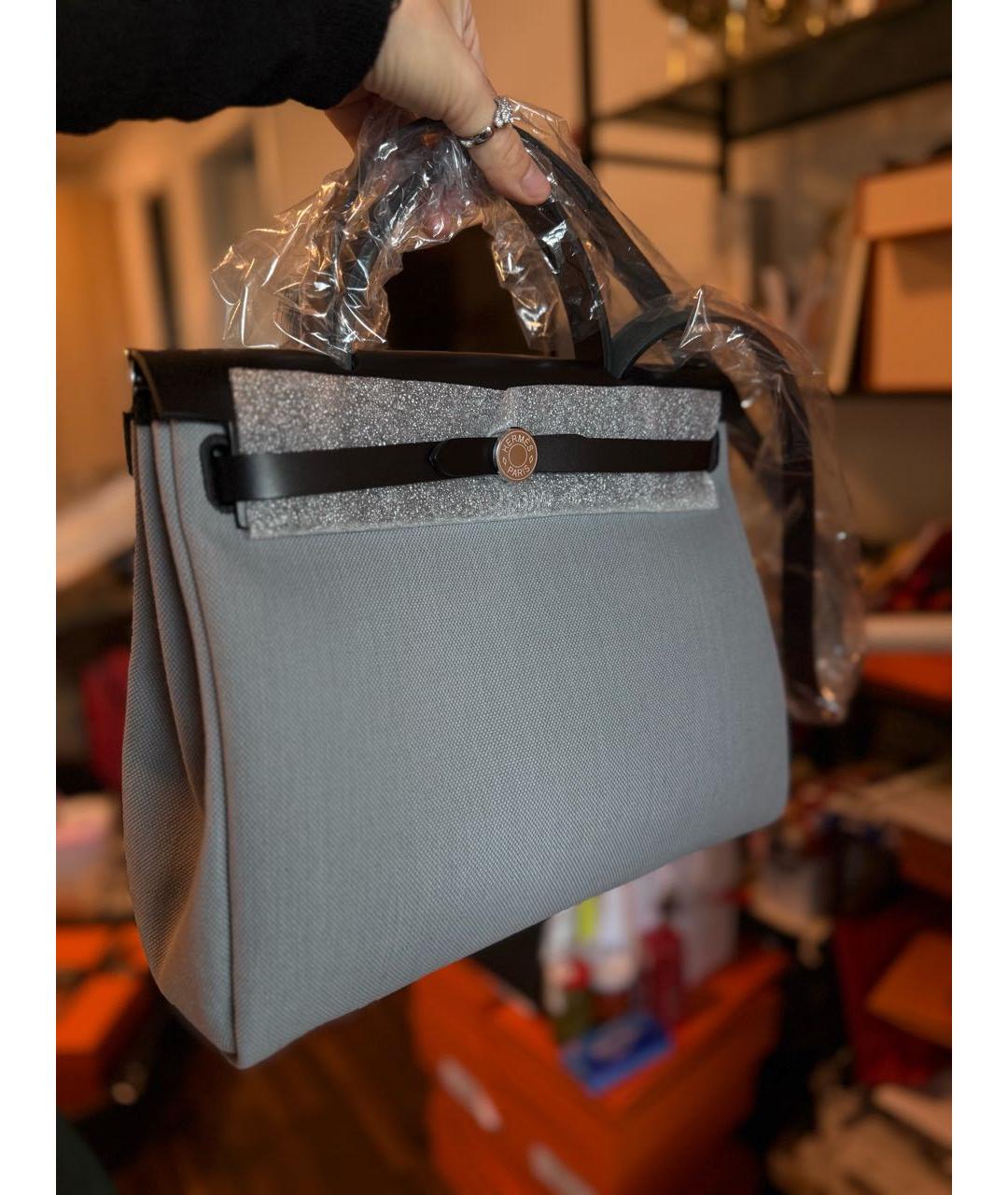 HERMES Серая сумка с короткими ручками, фото 7