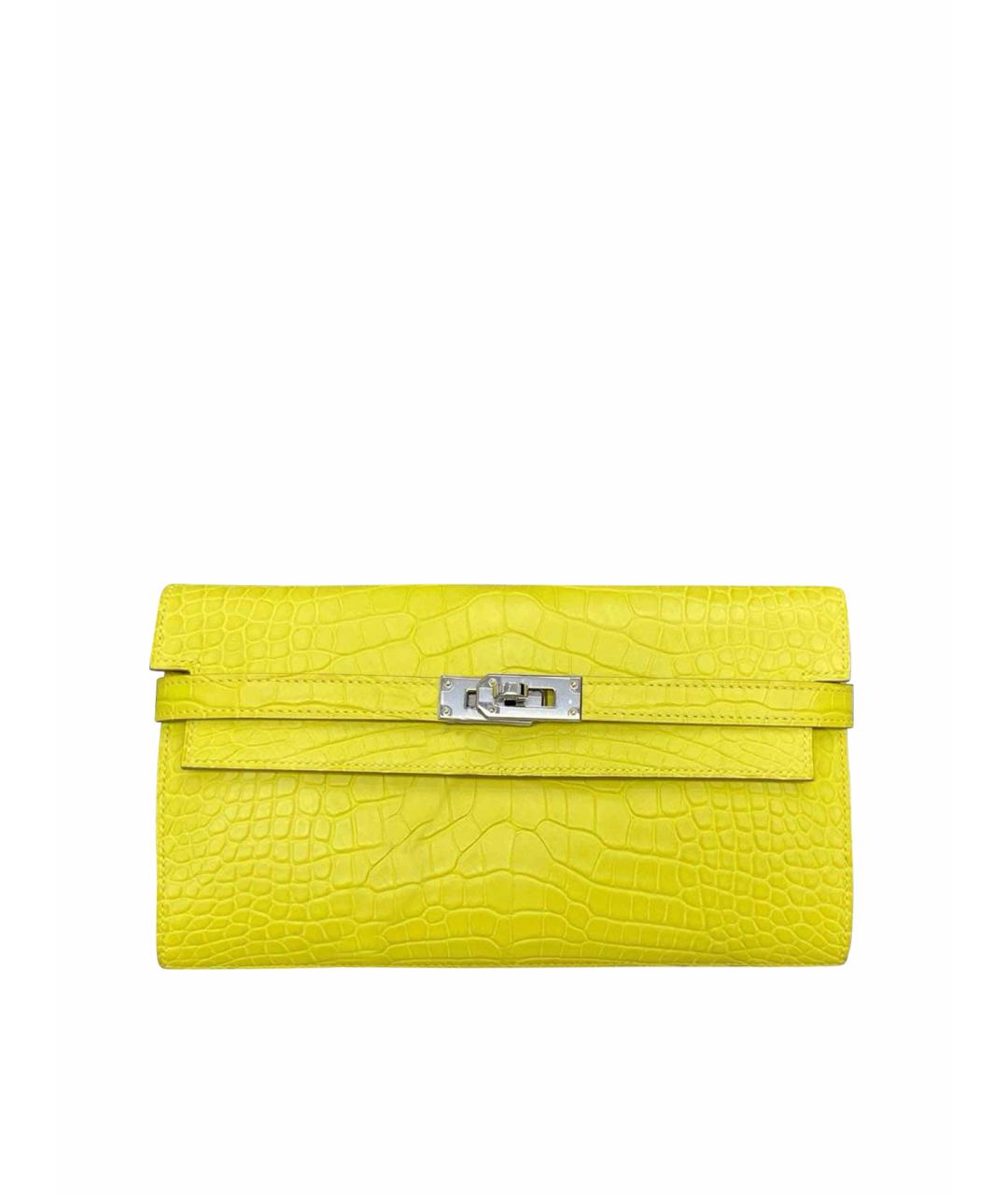 HERMES Желтый кошелек из экзотической кожи, фото 1